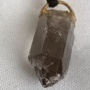Smoky Quartz Point Pendant Necklace - Gold Cap